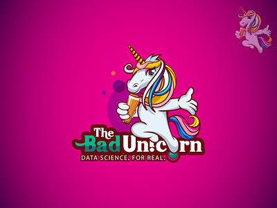 The Bad Unicorn - A Logo Design For Data Scientist's Blog beer blog branding creative data science design graphic design logo logodesign professoinals unicorn vector