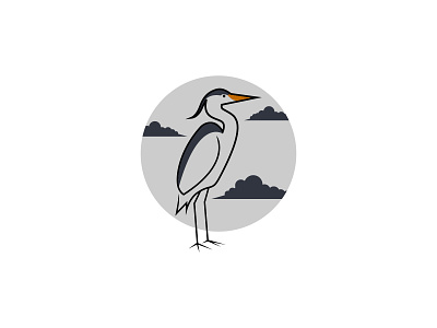 Heron and Moon Logo animal branding cute design graphic design heron icon logo moon style vector wild wings