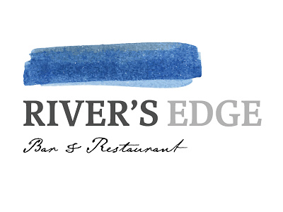 River's Edge Restaurant Branding blue logo logo nature logo outdoors paint restaurant branding restaurant logo river logo rustic water watercolor