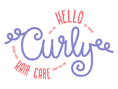 Hello Curly Hair Care Product Logo Design curl curly hair curly logo hair care hair logo hair product identity logo product product branding
