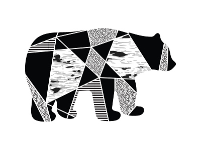 Geometric Bear Logo animal logo bear logo black and white black and white logo black bear grayscale logo design nature logo