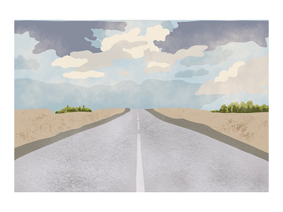 Scenic Route Digital Painting adventure byway clouds desert drive explore highway nature open road sky vacation