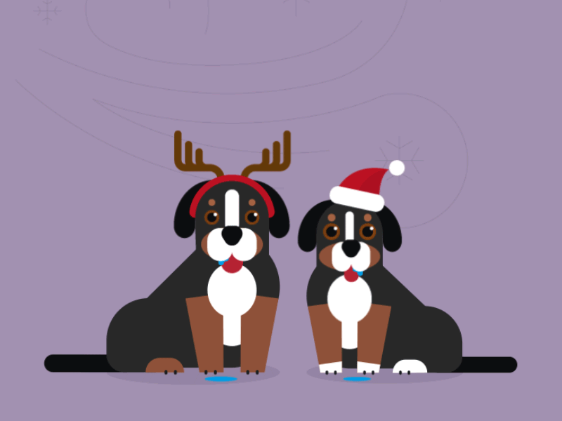 12 working days before christmas - Day 2 12 days 12 days of christmas animation antlers christmas dogs holidays illustration reindeer santa