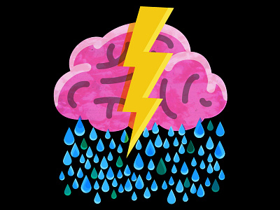 Brain Storm brain illustration lightning rain vector