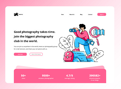 Landing Page for a Photography Club brand identity branding design graphic design illustration landing landing page design landingpage sign up ui user experience user interface web web design webdesign