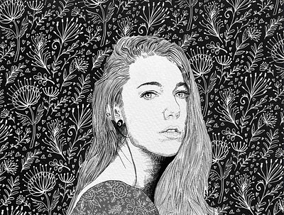 Portrait + pattern created for sktchy girl illustration portrait woman