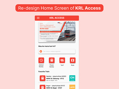Re-design Home Screen of KRL Access app design ui ux
