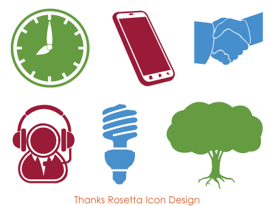 Icons clock dispatcher hands icon light bulb phone tree