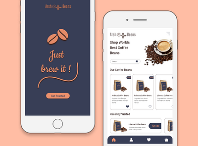 Arsh Coffee Beans app design typography ui ux