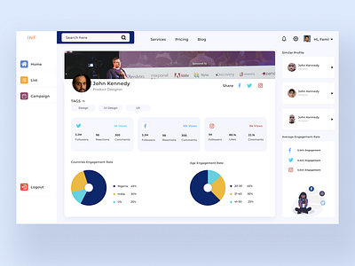 Influencer Dashboard UI Design