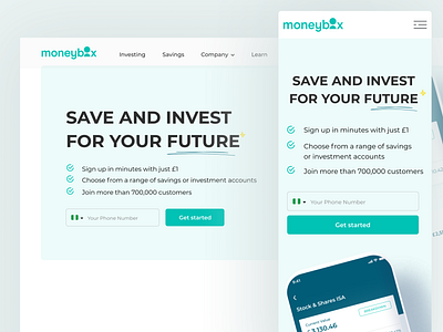 Moneybox Website Redesign app design ui ux