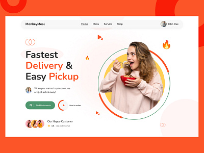 Fastest food delivery landing page branding design illustration typography ui uidesign ux wireframe