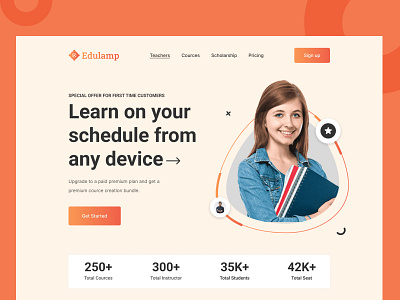 E-learning landing page branding design illustration typography ui uidesign ux wireframe