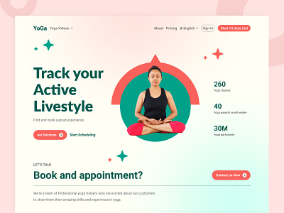 Yoga landing page UI design