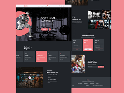 gym landing page UI design