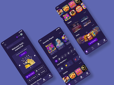 Casino Game App Design | UI Design | Mobile Design app branding design graphic design illustration typography ui ux