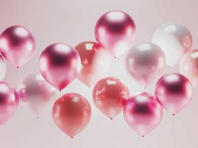 3d render. pink balloons 3d balloons