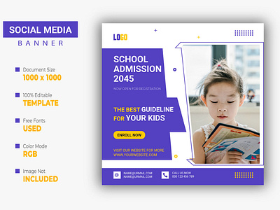 Kids school education admission social media banner