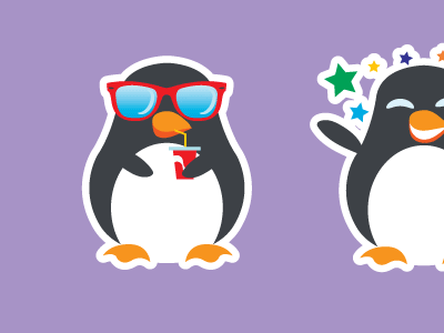 Penguins! cartoon cute happy icon penguin stars sticker sunglasses