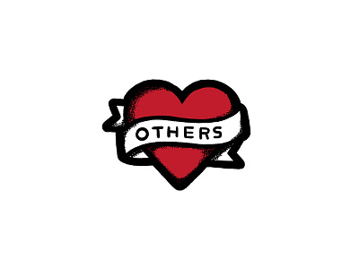 Love Others banner flash hand type heart illustration love others red stipple tattoo texture traditional