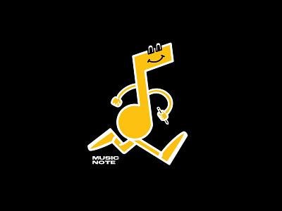 Music Note Final black brand brand design character character design icon icon design illustration logo logo design music music app music note stride yellow