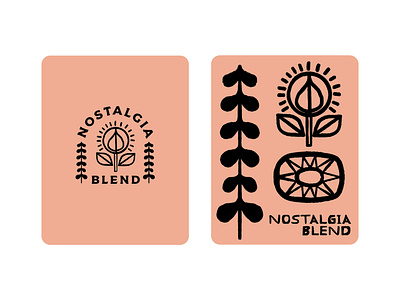 Nostalgia Blend badge badge design black work coffee coffee design design flower illustration illustration art label label design light nostalgia packaging plants rough texture tree