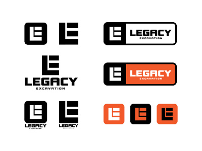 Legacy Excavation Brand Update badge black bold construction design excavation excavation logo legacy lockup logo logo design orange