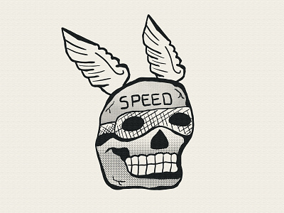 Speed Skull black black and grey black work drawing folk art halftone hand drawn handmade illustration skull speed speedskull texture traditional wings