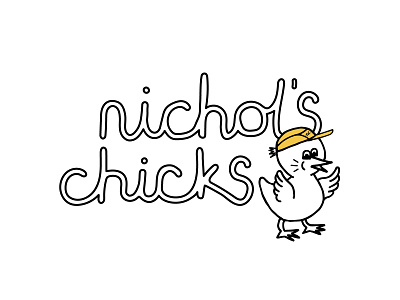 Nichol's Chicks chick chicken chicks design drawing drawn letters handdrawn handmade handtype hat illustration illustrative shirt tshirt design type vector