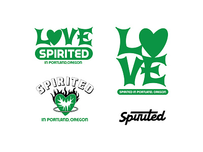 Spirited badge branding design graphic design green heart illu illustration logo love merchandise oregon portland spirited texture type vector