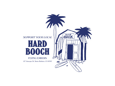 Hard Booch beach blue design drawing flying embers graphic design hand drawn handmade hard kombucha illustration palm trees santa barbara surf texture