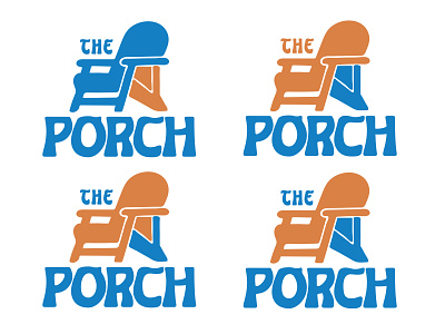 The Porch blue brand branding chair coffee design coffee shop design hand drawn illustration logo logo design orange porch portland texture the porch type