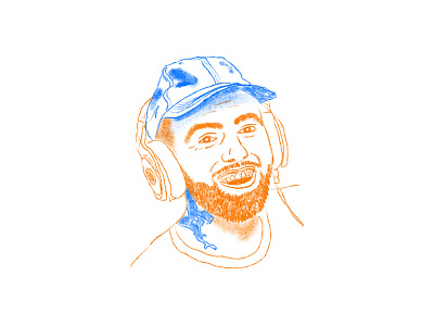 Mac Miller blue charcoal digital illustration macmiller orange procreate