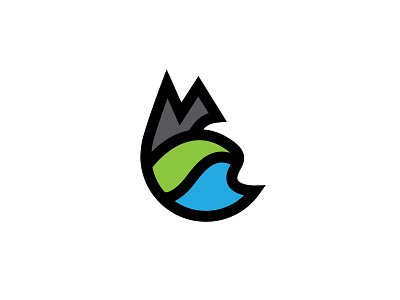 Natural Logo blue design green grey land logo mountains thicklines water