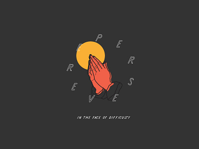 Persevere design hands iconography illustration offset orange persevere praying yellow