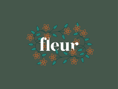 fleur design fleur floral floral art flower flowers green illustration monoline orange type