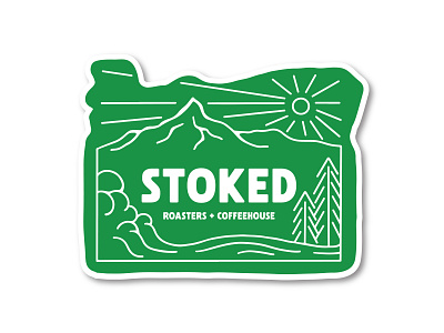 Stoked OR Sticker coffee green illustration mountain mountain design oregon oregon design sticker sticker design stickermule stoked stoked roasters