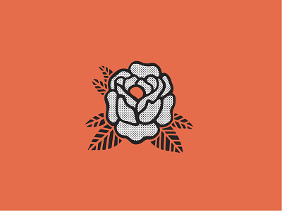 Rose design dots floral illustration orange rose