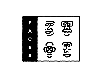 Faces Chop black and white chop face faces illustration japenese influence monoline seal stamp texture