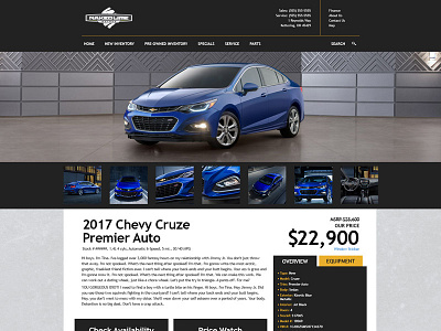 Inventory Website Skin automotive cars chevrolet chevy cruze ui ux web web design wireframe