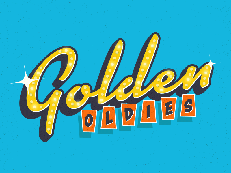 Golden Oldies Logo animation clean golden logo marquee retro sign sixties vintage