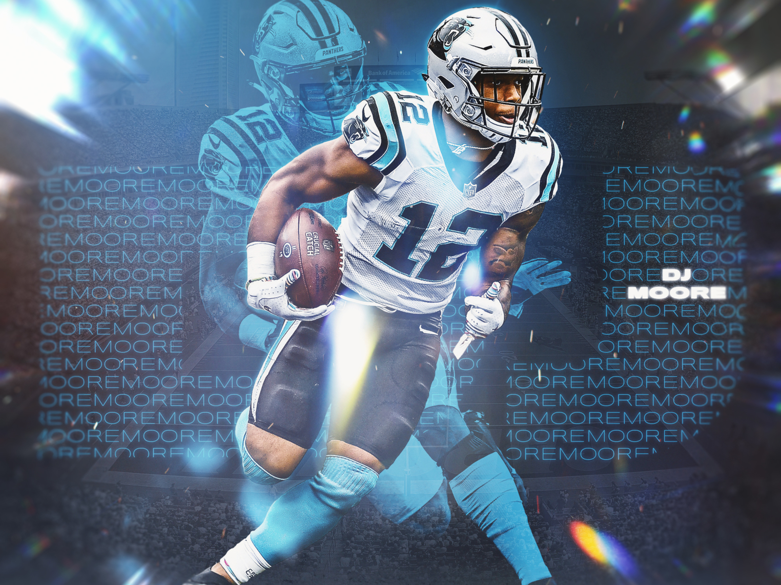 Download Carolina Panthers DJ Moore Vibrant Blue Wallpaper