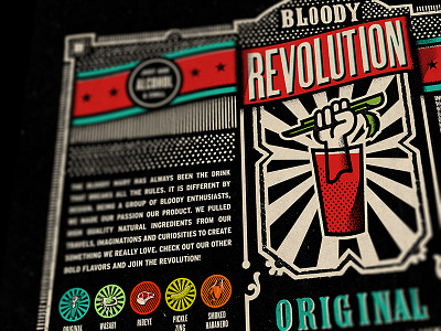 Bloody Revolution Label concept airshp alcohol austin bloody label mary packaging