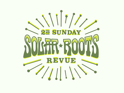 2nd Sunday Solar Roots Revue Logo austin green halftone hippie logo solar