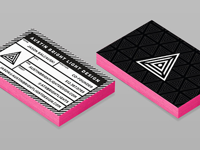 ABLD - business cards v2 austin business card collateral identity light mockup moo luxe pink triangle