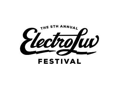 ElectroLuv Festival Logo 1 color bolt electro festivals houston logo music script