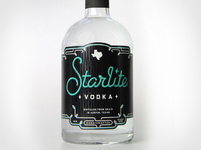 Starlite bottle shot airshp austin label liquor packaging texas vodka
