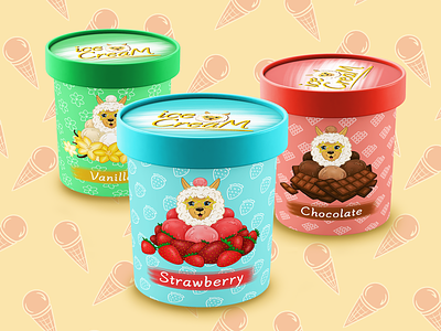 Illustration packaging alpaca character chocolate design flavor ice cream illustration illustrator photoshop print strawberry vanil