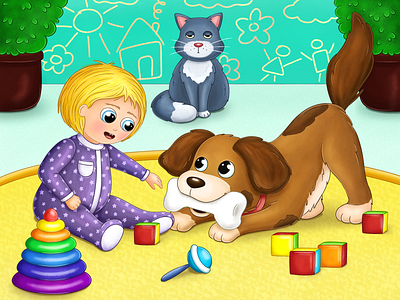 Friends book boy cat character character design children childrens book design dog friends illustration illustrator photoshop