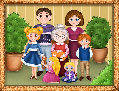 Family portrait art book character children design family illustration illustrator photoshop portrait